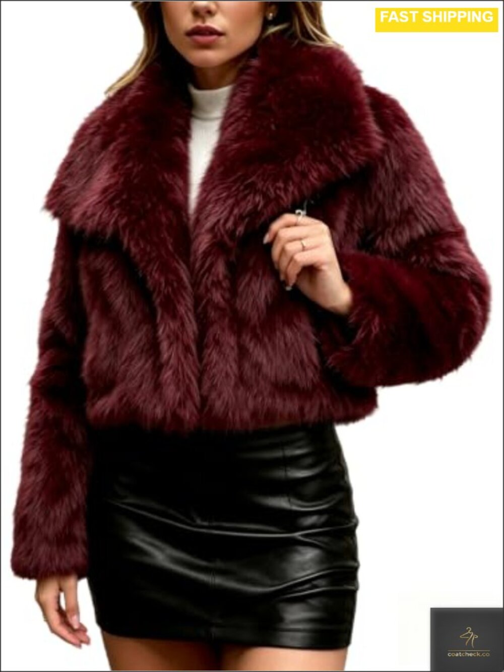 Faux Fur Coat Women Cropped Fluffy Shaggy Winter Jacket Furry